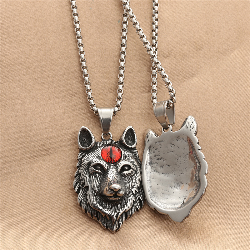潮流鈦鋼男仕飾物 邪惡之眼狼頭吊墜頸錬 详情 02 50