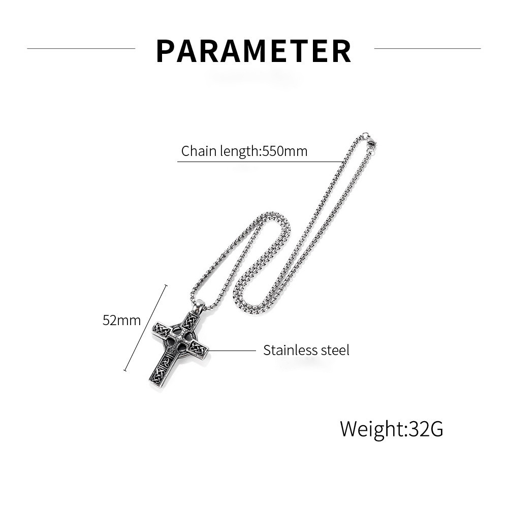 潮流鈦鋼男仕飾物 愛爾蘭塞爾特人三位一體結交叉吊墜頸錬 详情 03 62