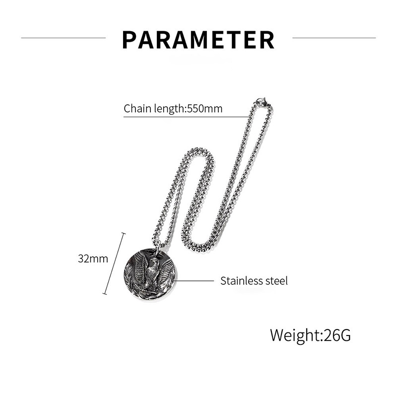 潮流鈦鋼男仕飾物 美國鷹吊墜頸錬 详情 03 88