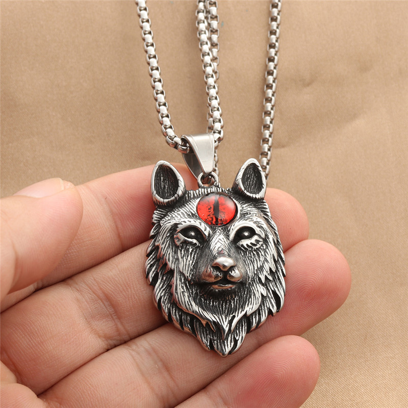 潮流鈦鋼男仕飾物 邪惡之眼狼頭吊墜頸錬 详情 04 57