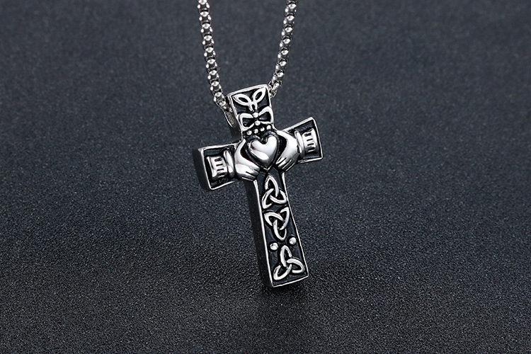 潮流鈦鋼男仕飾物 愛爾蘭塞爾特人三位一體結克拉達十字吊墜頸錬 详情 04 73