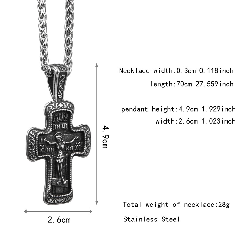潮流鈦鋼男仕飾物 俄羅斯東正教十字架吊墜頸錬 详情 05 52