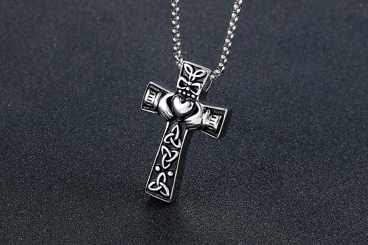 潮流鈦鋼男仕飾物 愛爾蘭塞爾特人三位一體結克拉達十字吊墜頸錬 详情 05 58