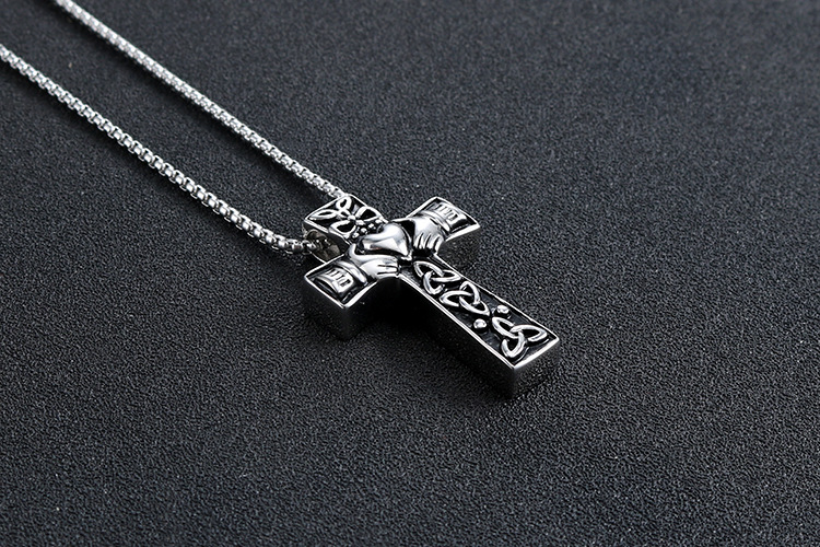 潮流鈦鋼男仕飾物 愛爾蘭塞爾特人三位一體結克拉達十字吊墜頸錬 详情 06 58