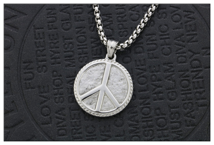潮流鈦鋼飾物 時尚和平標誌符號吊墜頸錬 详情 06 88