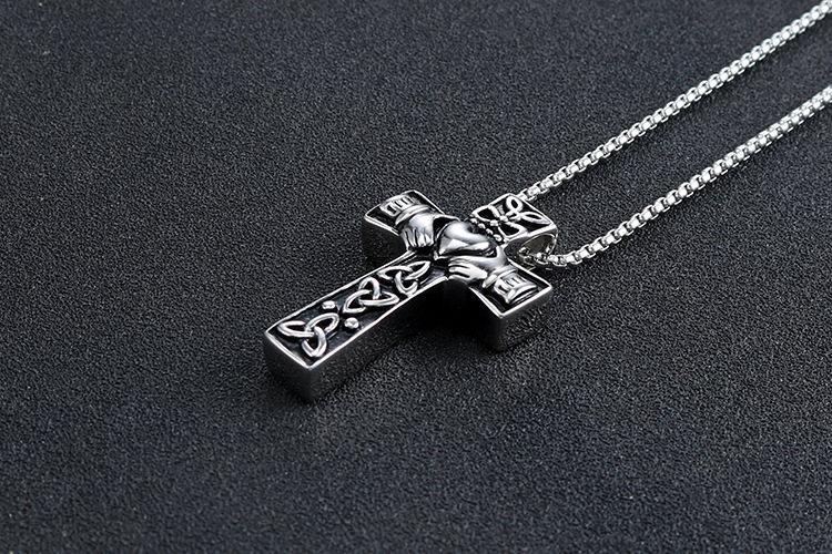 潮流鈦鋼男仕飾物 愛爾蘭塞爾特人三位一體結克拉達十字吊墜頸錬 详情 07 51