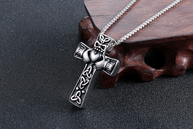 潮流鈦鋼男仕飾物 愛爾蘭塞爾特人三位一體結克拉達十字吊墜頸錬 详情 08 40