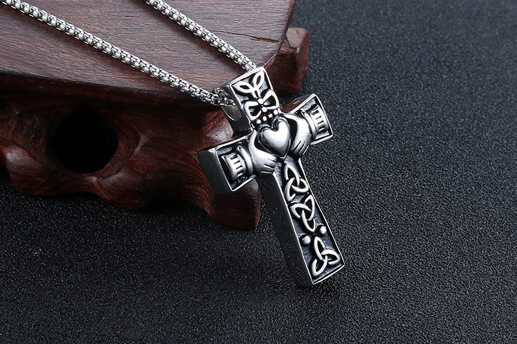 潮流鈦鋼男仕飾物 愛爾蘭塞爾特人三位一體結克拉達十字吊墜頸錬 详情 09 32