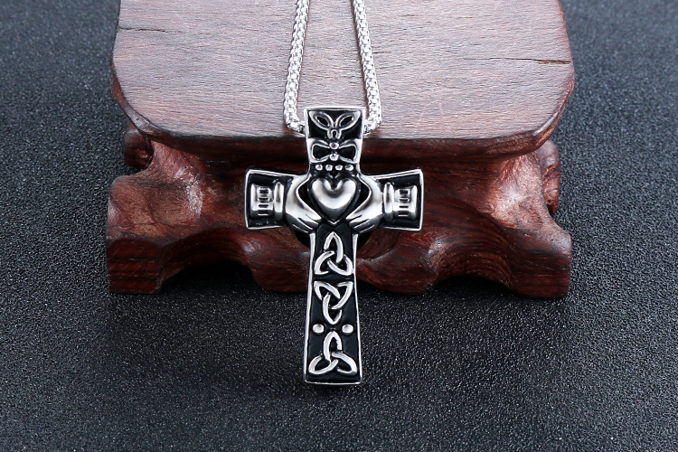 潮流鈦鋼男仕飾物 愛爾蘭塞爾特人三位一體結克拉達十字吊墜頸錬 详情 10 27
