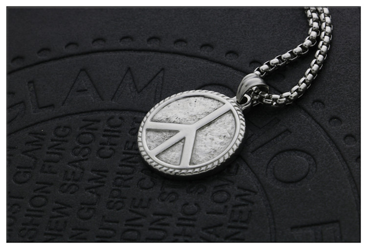 潮流鈦鋼飾物 時尚和平標誌符號吊墜頸錬 详情 10 38