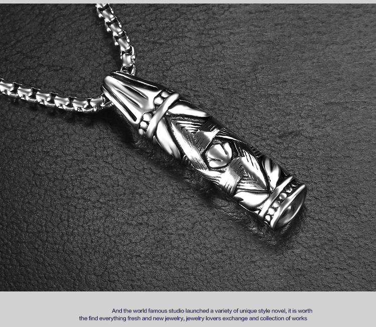 潮流鈦鋼男仕飾物 大衛六芒星吊墜頸錬 详情 12 12