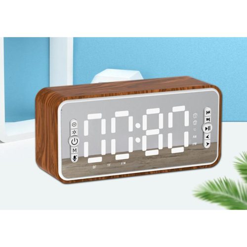 新款大容量電池續航鏡面時鐘藍牙音箱喇叭實時溫度顯示