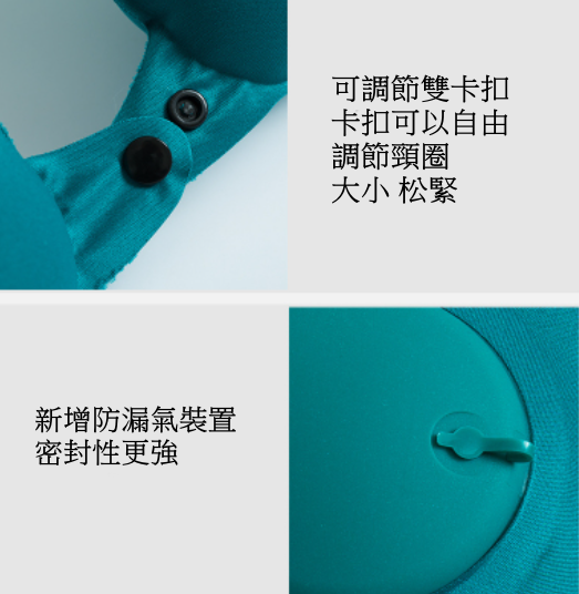 旅行按壓式充氣U型枕 坐長途飛機 氣車 辦公室休息靠枕護頸枕按壓式 藏青色植物絨面料