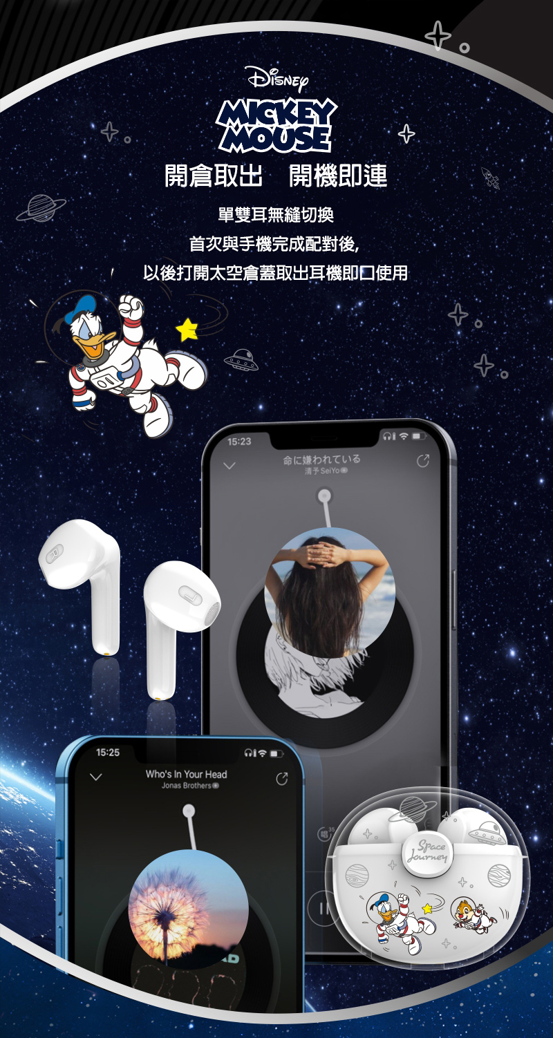 Disney迪士尼太空透明無線耳機 2 8 4