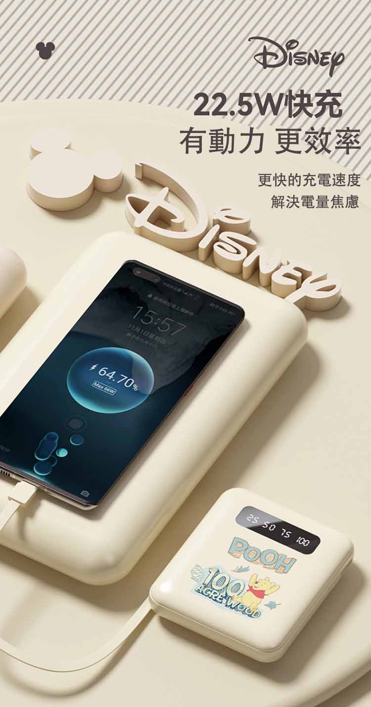 Disney迪士尼正品10000mAh充電寶22.5W快充自帶線 O1CN01Ws1kUT2K5nqTXXKAf 2208798039506 0 Cib