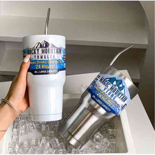 ✨30oz冰霸杯｜雙層真空不鏽鋼保冰杯｜900ml大容量✨(白色+鋼本色組合)