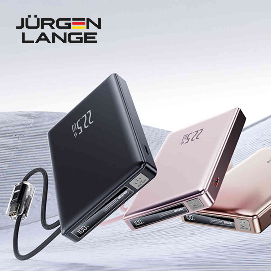banner2 【JURGEN LANGE 自帶雙線移動電源】10000mAh/20000mAh雙容量|22.5W超級快充|蘋果Lightning+Type-C編織線|智能數顯|九重安全保護 - Image 2