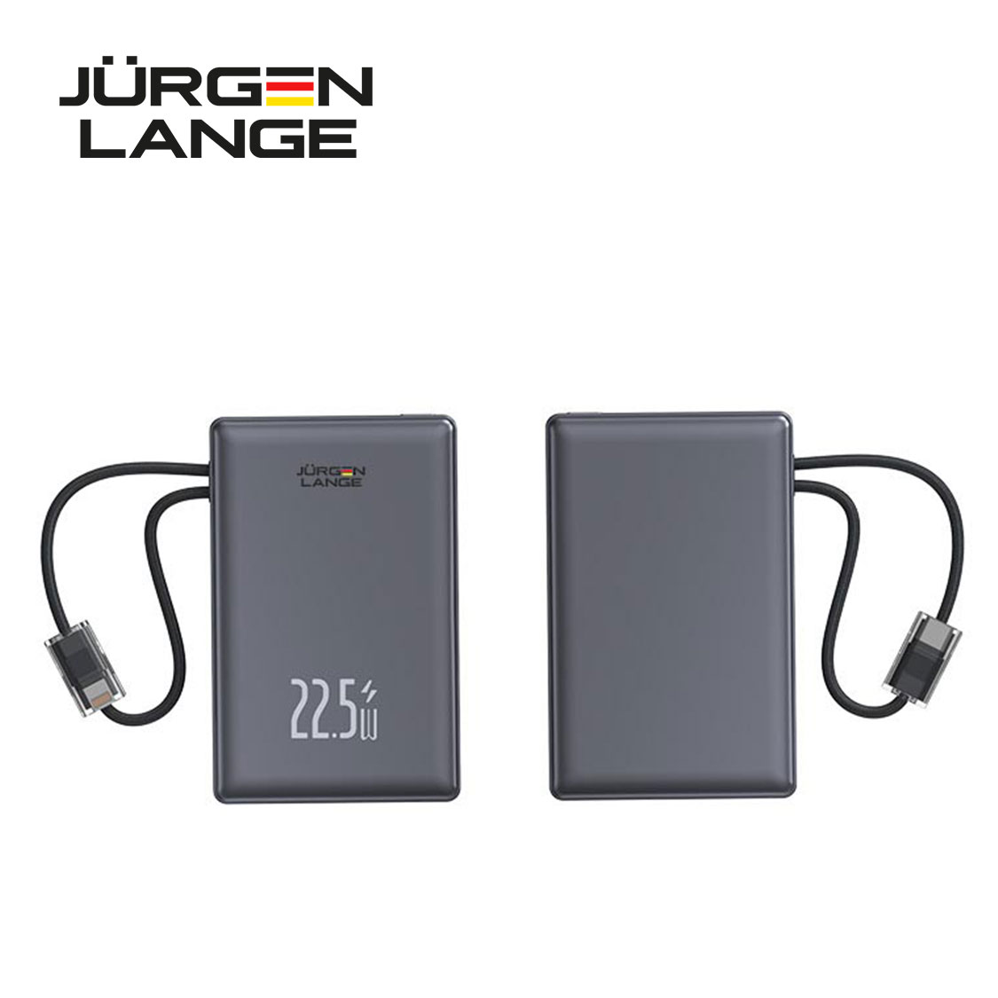 banner3 【JURGEN LANGE 自帶雙線移動電源】10000mAh/20000mAh雙容量|22.5W超級快充|蘋果Lightning+Type-C編織線|智能數顯|九重安全保護 - Image 3