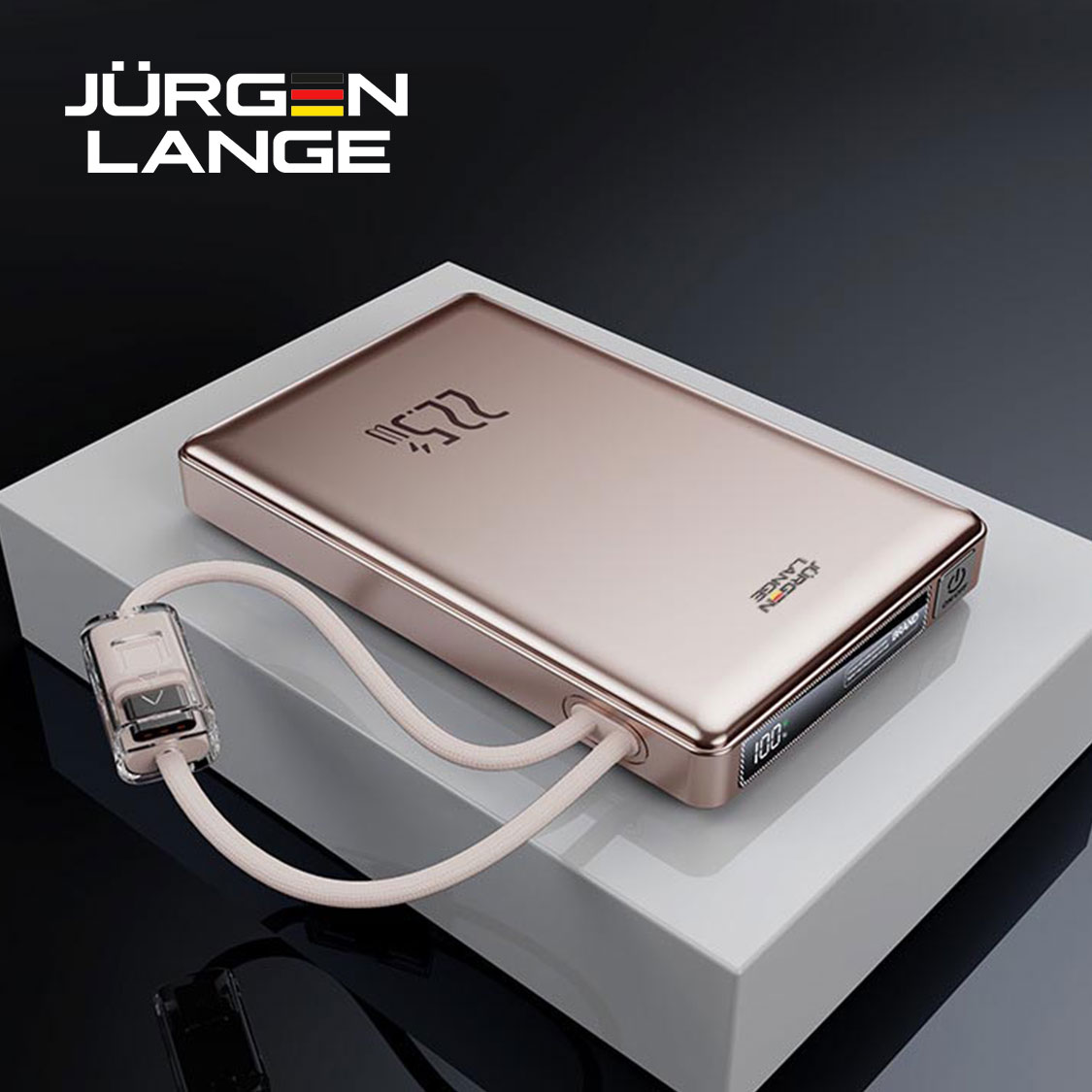 banner4 【JURGEN LANGE 自帶雙線移動電源】10000mAh/20000mAh雙容量|22.5W超級快充|蘋果Lightning+Type-C編織線|智能數顯|九重安全保護 - Image 4
