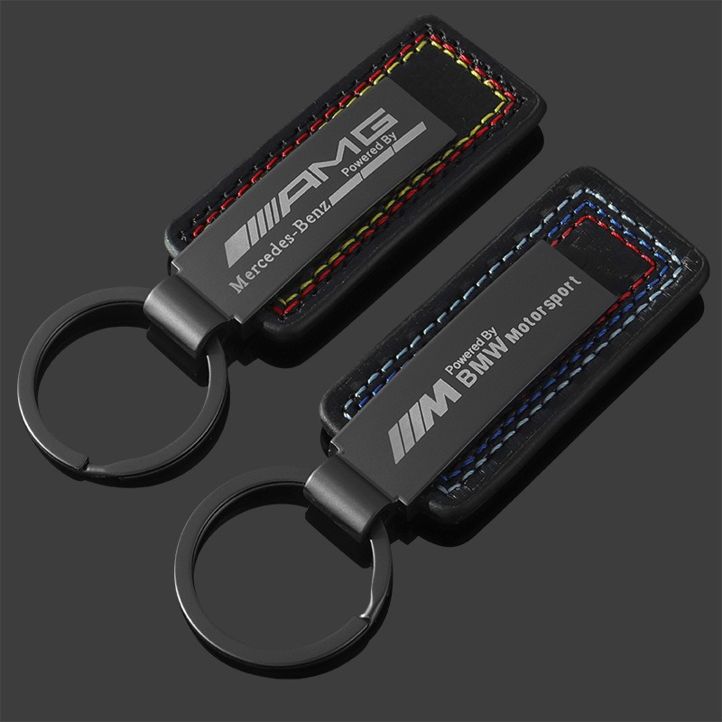 主图-02 真皮碳纖維紋車標鑰匙扣 - Image 4