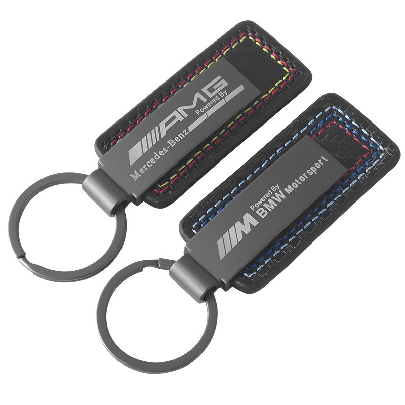 主图-05 真皮碳纖維紋車標鑰匙扣 - Image 7