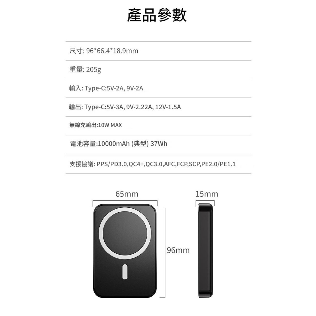 【Magsafe磁吸支架無線充電器|迷你便攜 10000mAh】(附有插線充電功能) 详情 22 1024x1024