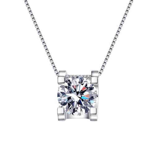 s925純銀牛角四抓1卡/2卡莫桑鑽吊墜頸鍊