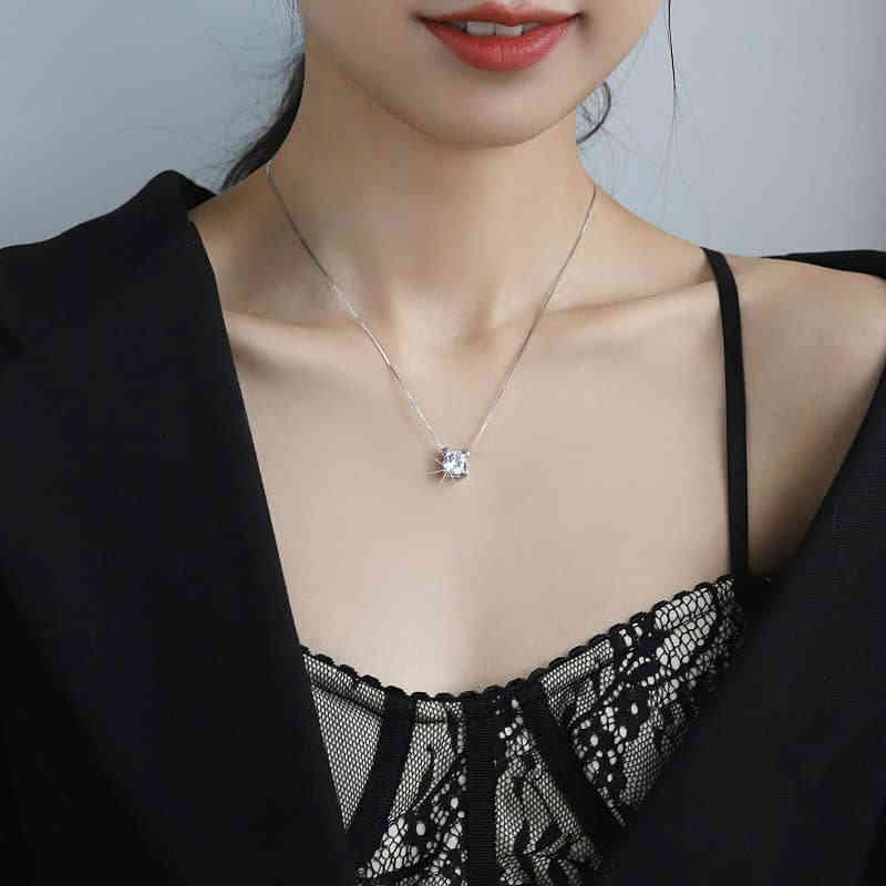 A (11) s925純銀牛角四抓1卡/2卡莫桑鑽吊墜頸鍊 - Image 5