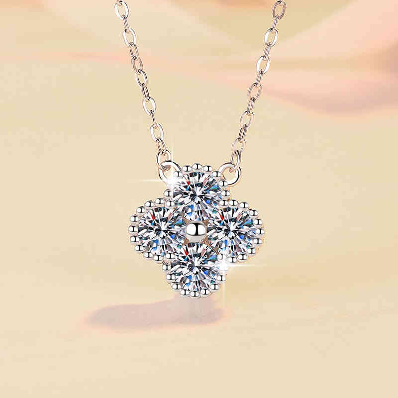 A (2) s925純銀3m_4m_5m莫桑鑽四葉草吊墜鎖骨鏈頸鍊 - Image 2