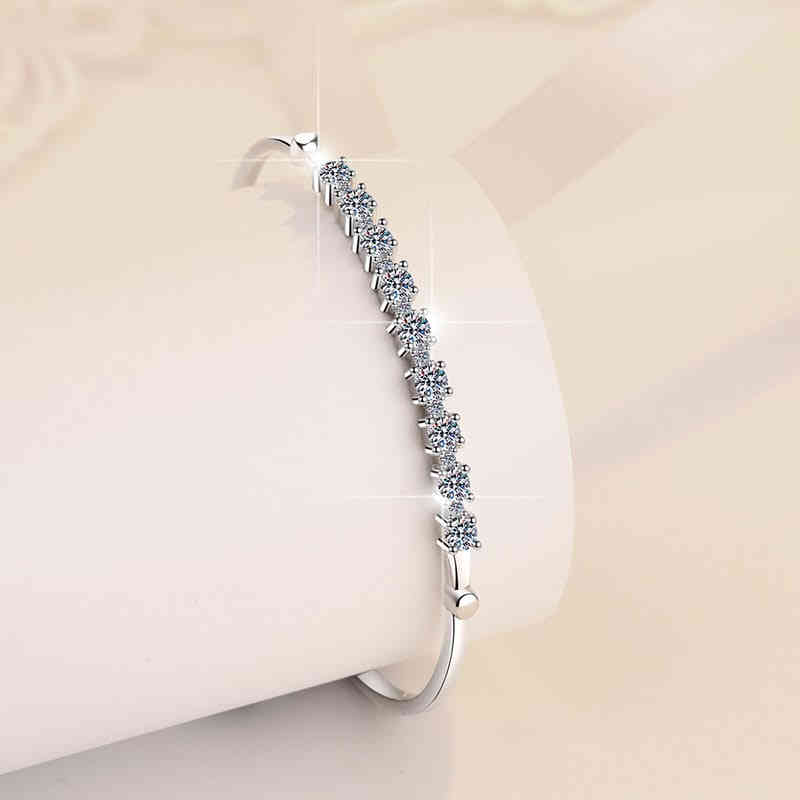 A (5) s925純銀手鐲手鏈9顆10分莫桑鑽一字調節個性時尚手環 - Image 4