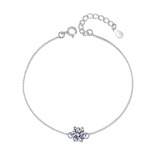 S925純銀經典六爪1卡莫桑鑽手鏈