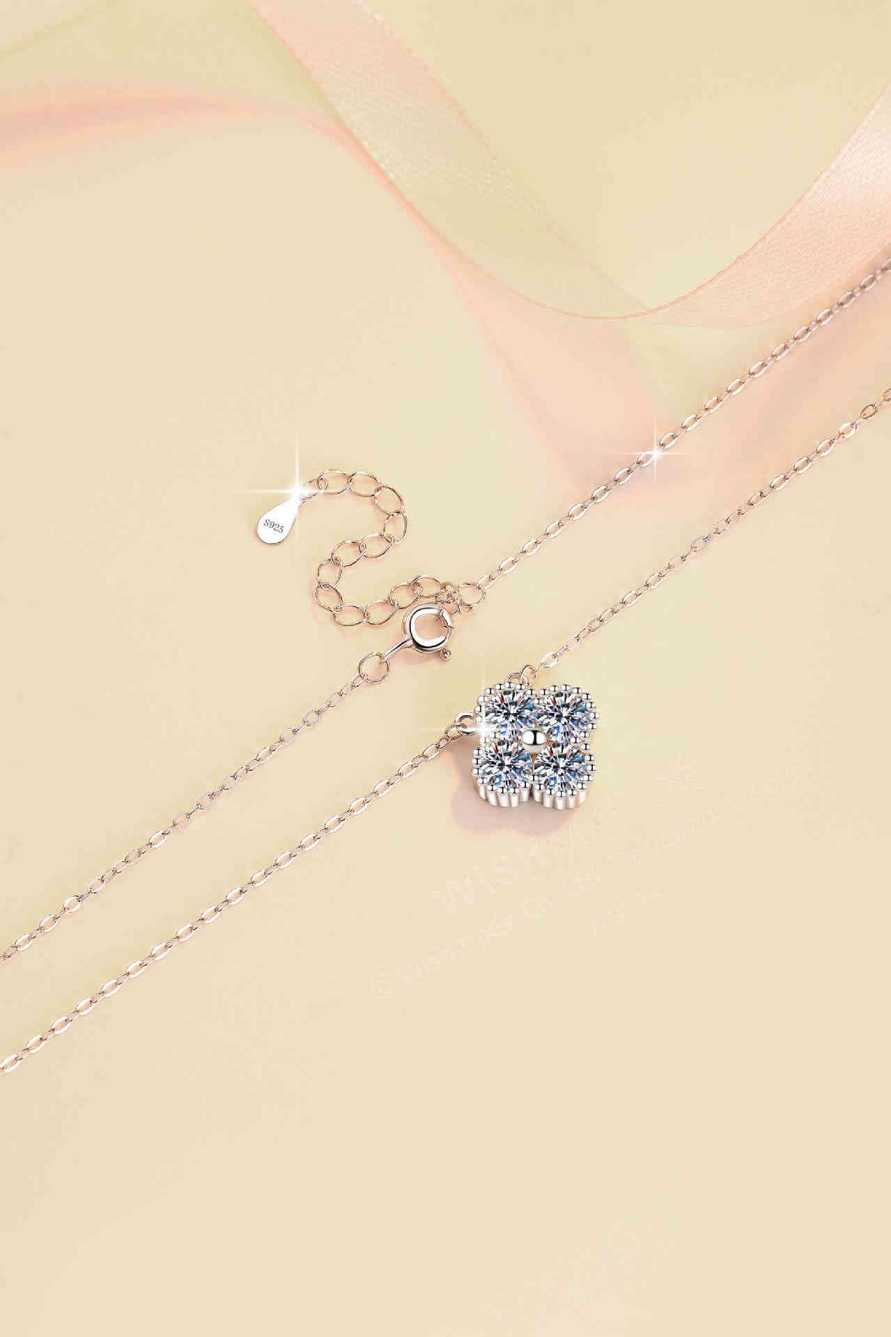 A (6) s925純銀3m_4m_5m莫桑鑽四葉草吊墜鎖骨鏈頸鍊 - Image 7