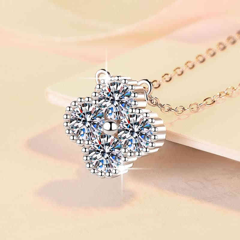 A (8) s925純銀3m_4m_5m莫桑鑽四葉草吊墜鎖骨鏈頸鍊 - Image 4