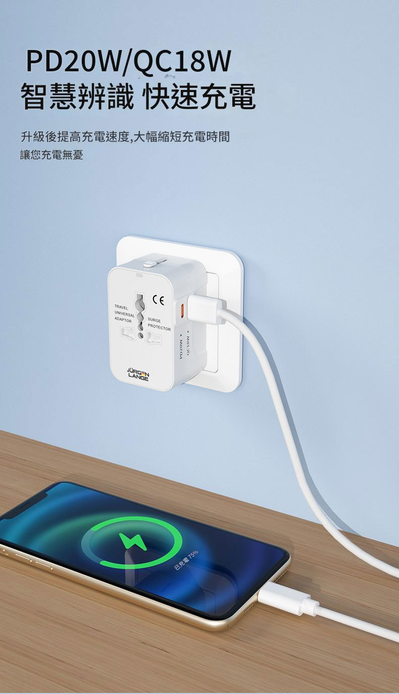 【JURGEN LANGE 全球通用轉換插頭】PD20W/QC18W快充|1500W大功率|旅行出差必備 JURGEN LANGE Universalplug 02