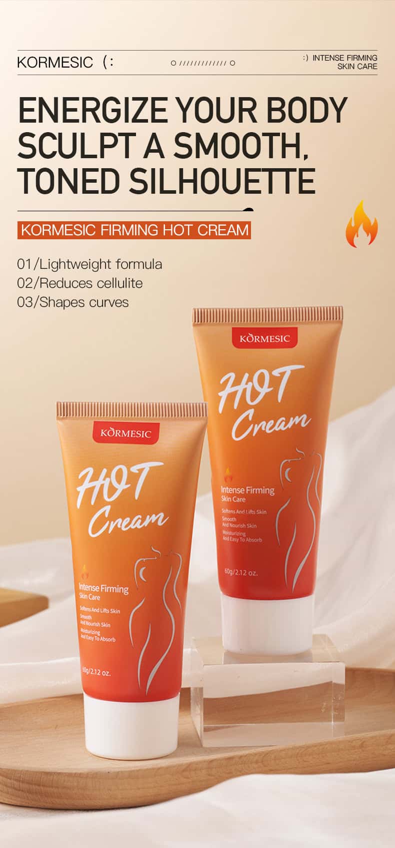 【KORMESIC熱感緊緻霜】雙容量選擇|60g便攜裝/250g家庭裝|運動塑形神器|Botanical植物萃取|熱感燃脂緊緻 KORMESIC Hotcream10