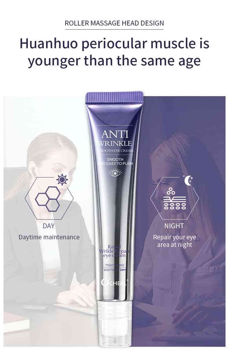 O'CHEAL 抗皺修護眼霜 20g|滾輪按摩頭設計|快速淡紋褪黑眼圈|藍光防護|大小分子玻尿酸 Ocheal ANTI WRINKLE2
