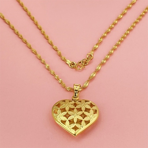 沙金真空電鍍24K金水波心牌項鍊