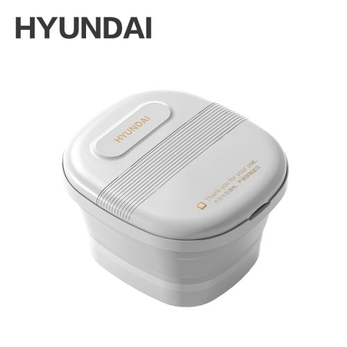 【HYUNDAI現代折疊足浴盆】智能按摩+恆溫加熱|一壓折疊薄至11cm|4組滾輪+28顆按摩珠|水电分离安全設計|居家養生必備