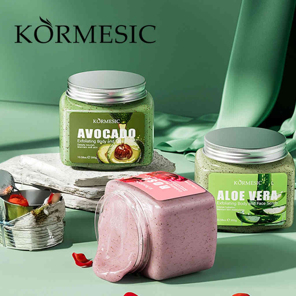 KORMESIC 三效磨砂膏｜牛油果/蘆薈/玫瑰｜300g/罐