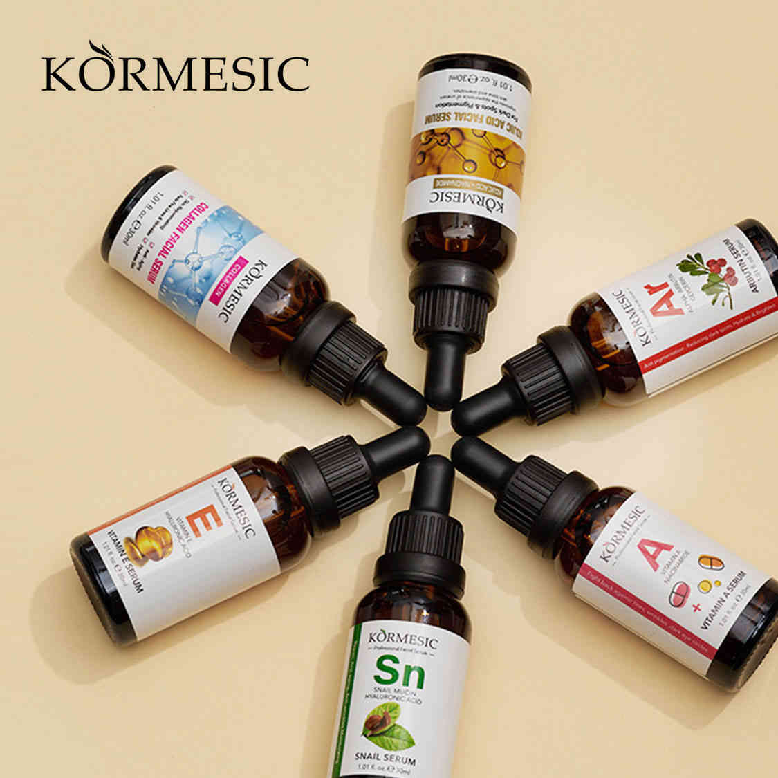 banner1 【KORMESIC 專業護理精華系列】6款針對性修護|膠原抗皺・熊果素淡斑・維E抗氧化・蝸牛保濕・曲酸淡斑・視黃醇抗老