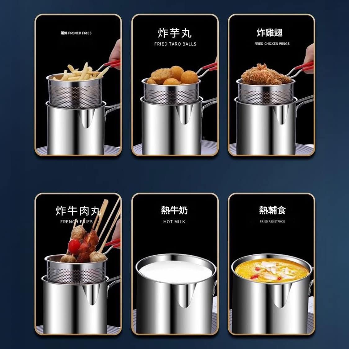 banner3 多功能食品級不鏽鋼加深炸鍋1.5L - 省油設計、防濺油、可熱奶、濾油快,一鍋搞定全家美食 - Image 3