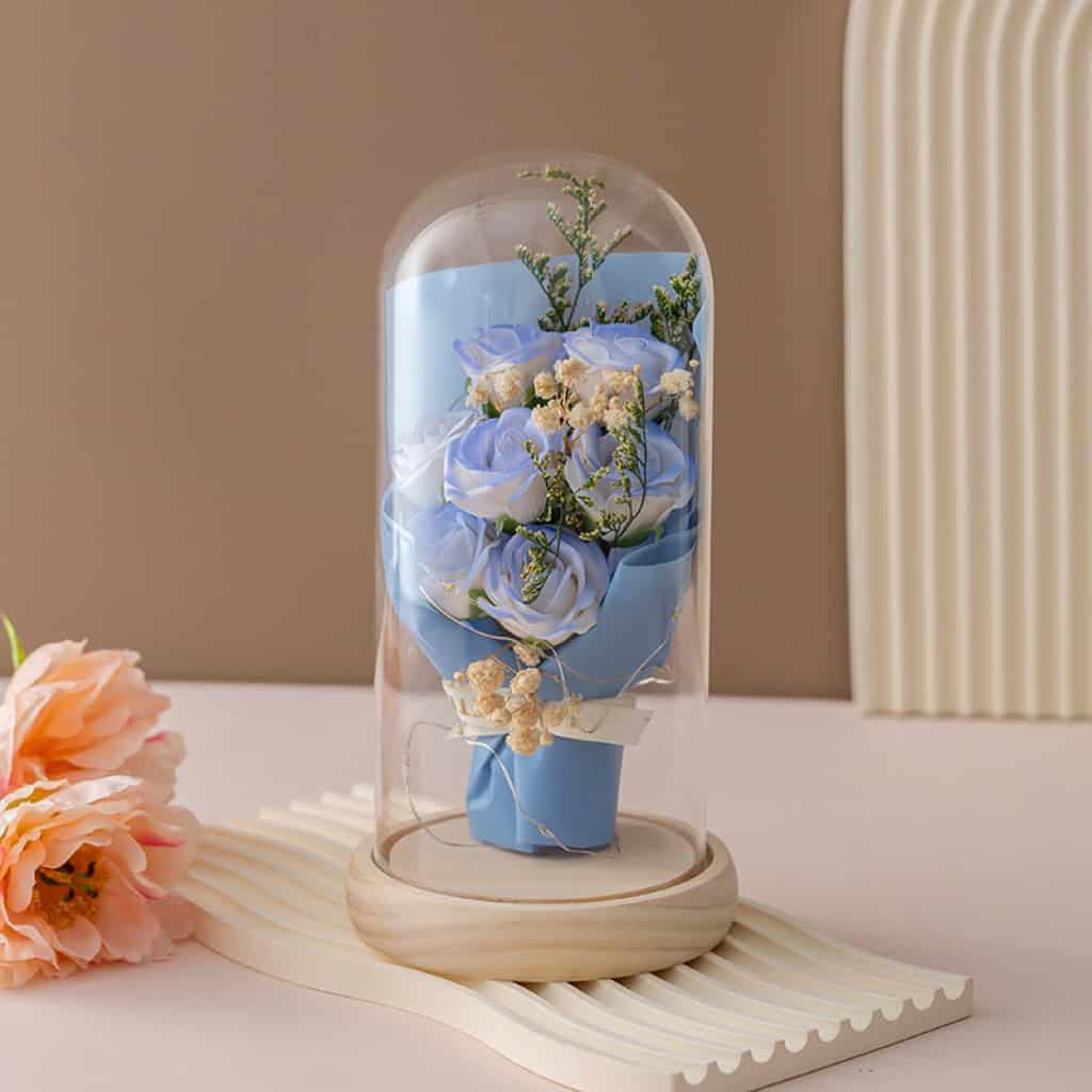 【永恆愛意・七色流光】永生花玻璃罩/塑料罩夜燈｜7種浪漫花色選擇｜送禮珍藏首選
