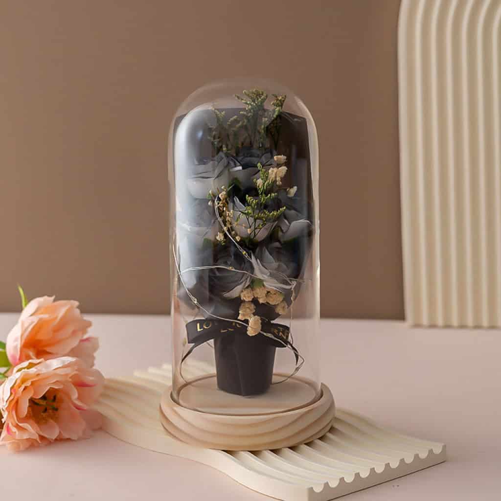 【永恆愛意・七色流光】永生花玻璃罩/塑料罩夜燈｜7種浪漫花色選擇｜送禮珍藏首選