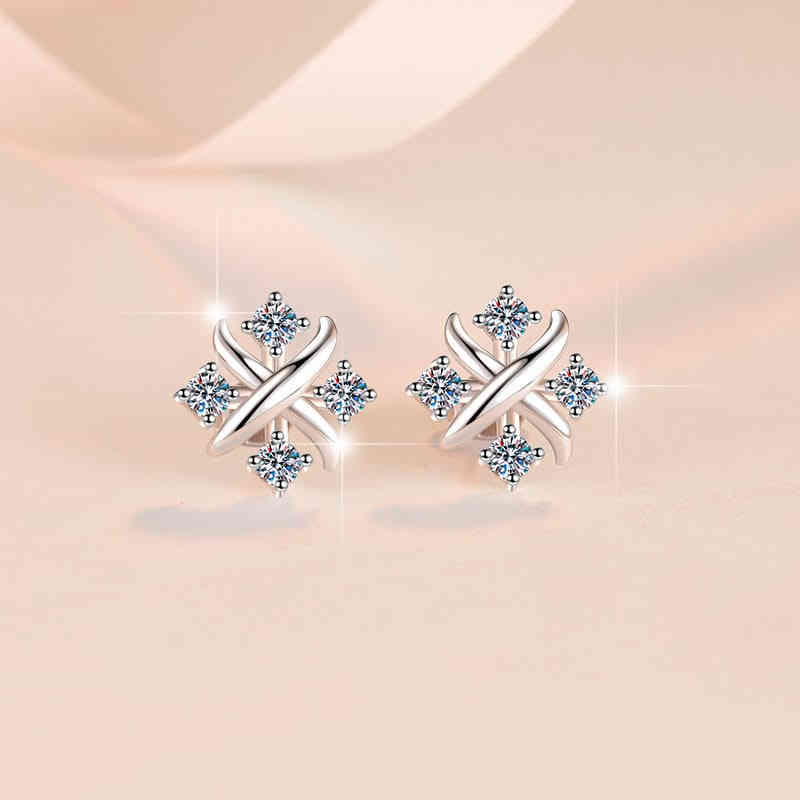 A (4) s925純銀小風車一對共8顆10分莫桑鑽耳環耳釘 - Image 4