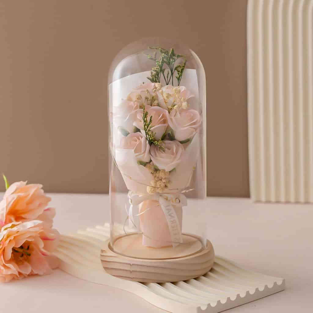 【永恆愛意・七色流光】永生花玻璃罩/塑料罩夜燈｜7種浪漫花色選擇｜送禮珍藏首選