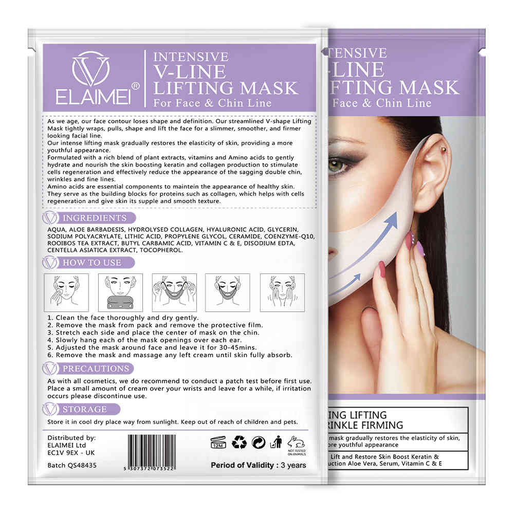 elaimei 水解膠原蛋白玻尿酸成份升級v面拉提面膜 (一盒四片)
