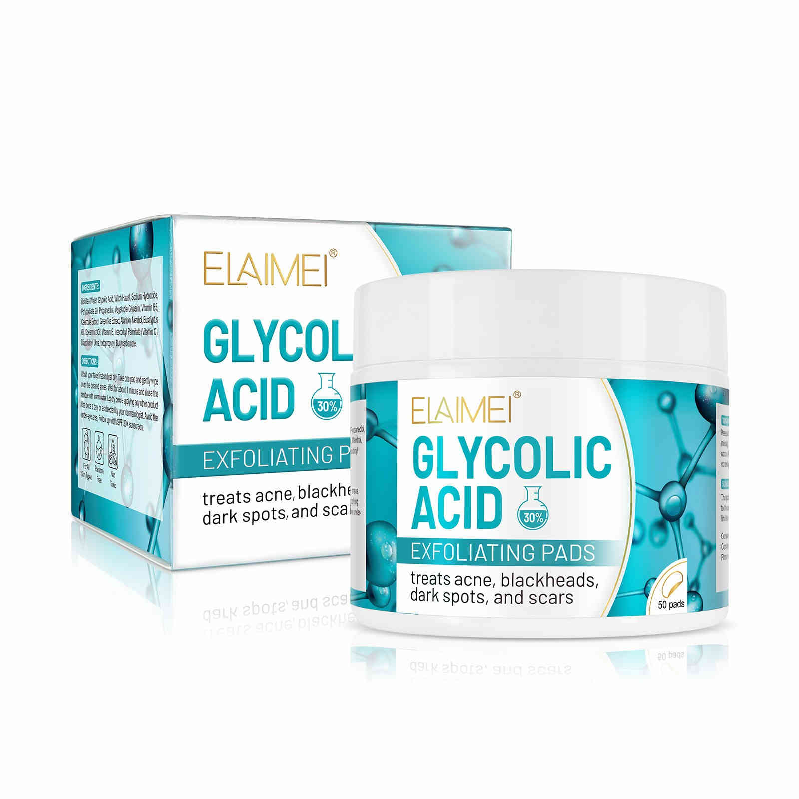 elaimei 30% 乙醇酸去角質棉片 ( 一盒50片)