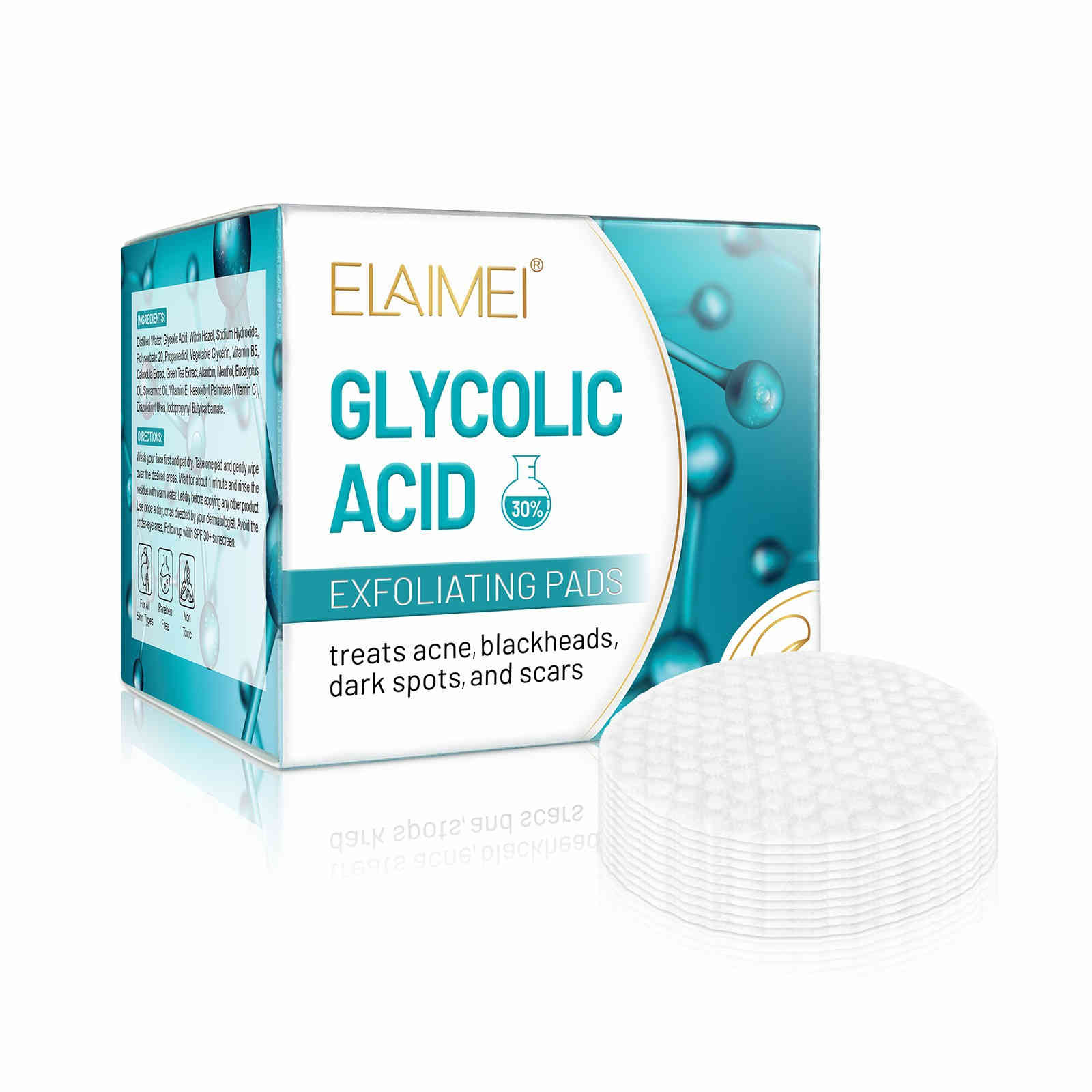 elaimei 30% 乙醇酸去角質棉片 ( 一盒50片)
