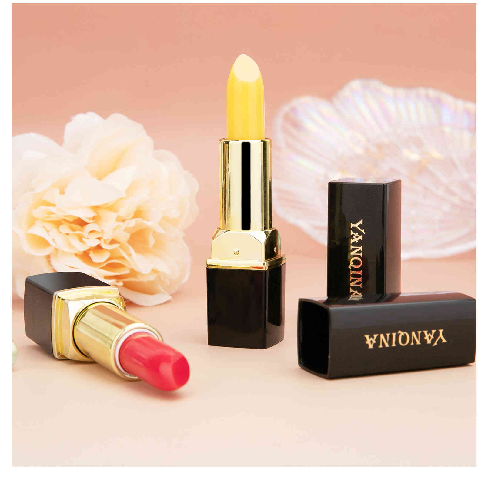 yanqina 胡蘿蔔素變色保濕滋潤口唇膏3.2g/支x2