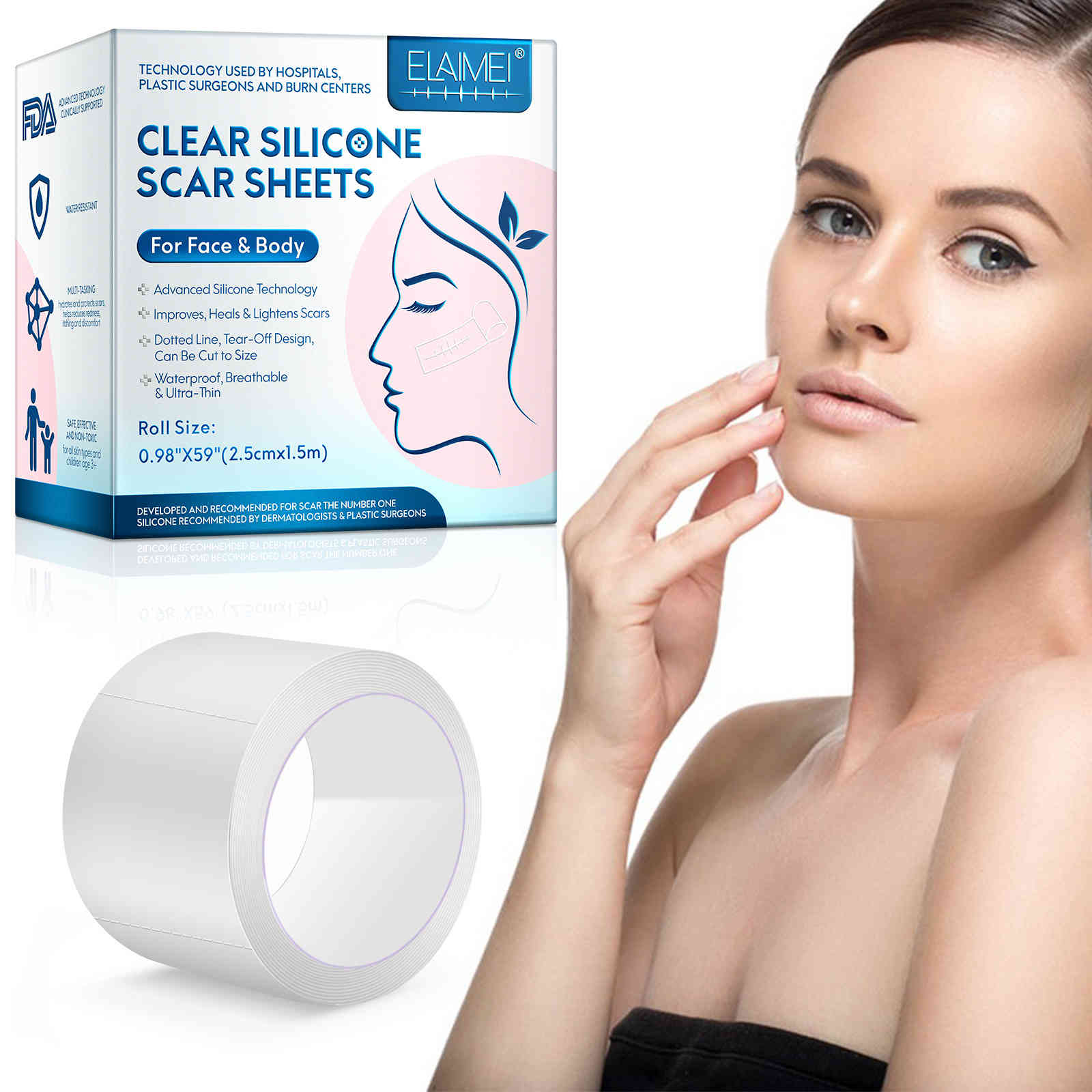 elaimei 專業醫療級透明矽膠疤痕貼x2